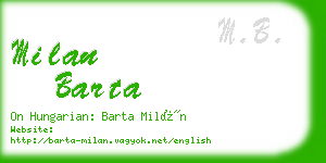 milan barta business card